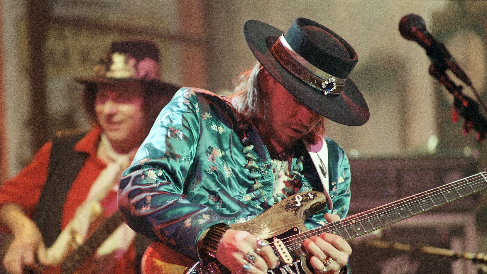 Legendary guitarist Stevie Ray Vaughan rehearsed with his band Double Trouble for a...